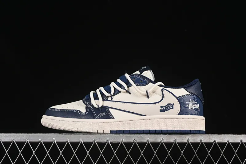 All categories Air Jordan Jordan series basketball shoes Air Jordan 1 Low high-end customized low-top sneakers Travis Scott x Fragment Design x Air Jordan 1 Low OG SP AJ1 Joe 1 Stussy joint blue diamond drawstring low-top cultural casual sneakers DM6868-111